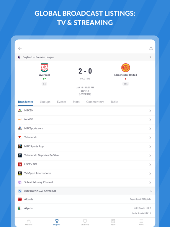 Live Soccer TV: Scores & Statsのおすすめ画像1