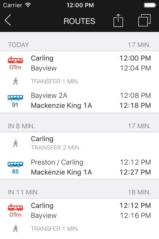 ezRide Ottawa OC Transpo screenshot 2