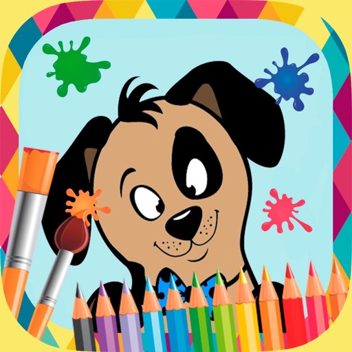 Dogs cats paint coloring book icon