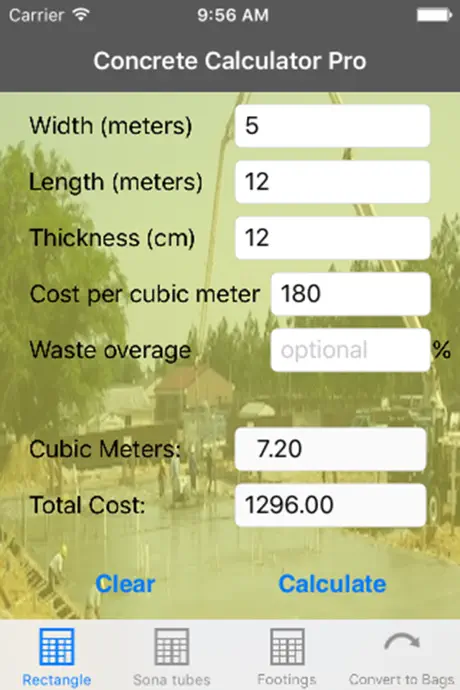 Concrete Calculator Pro Metric