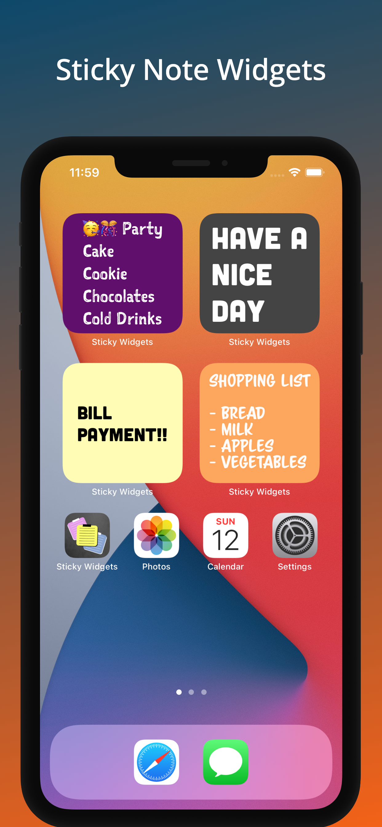 Sticky Notes: Colour Widgets