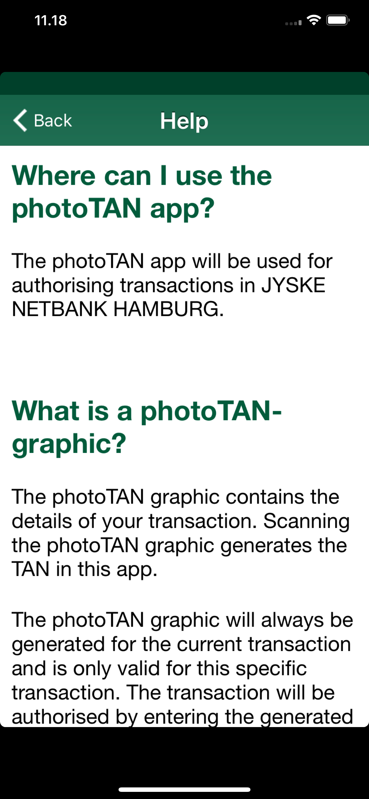 Jyske Bank Hamburg PhotoTAN screenshot 2