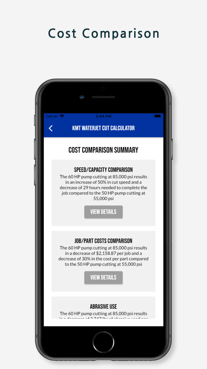 KMT Waterjet Cut Calculator