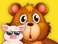 Animated Pig and Bear Stickers