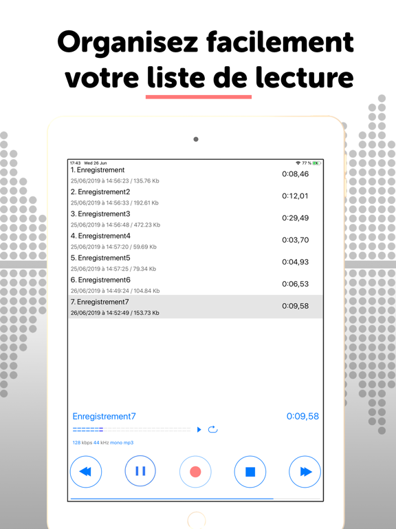 Screenshot #6 pour Dictaphone Enregistreur Audio