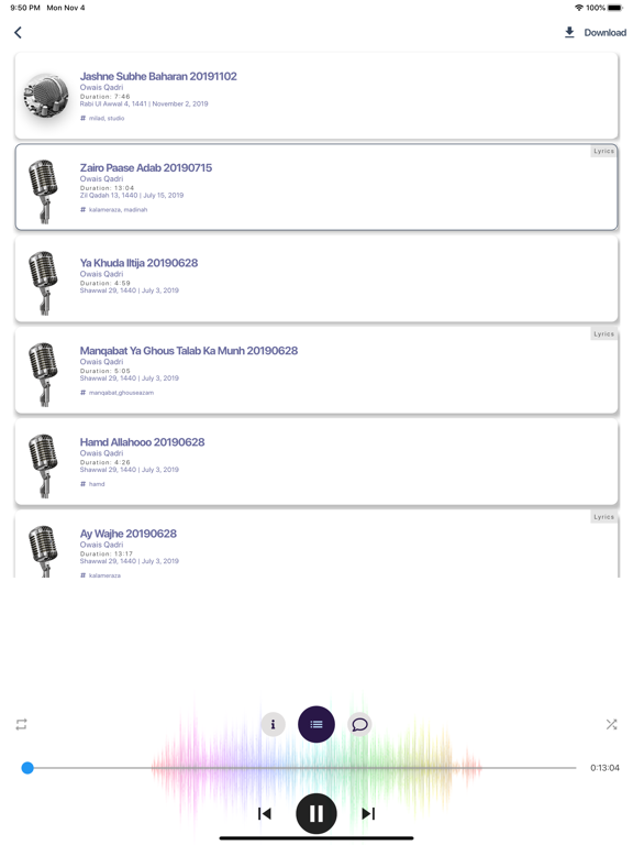 Zia Library (Zia e Madinah) iPad screenshot 4 - Music app
