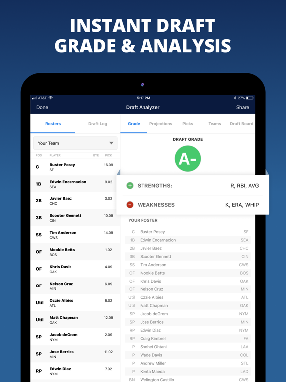 Fantasy Baseball Draft Wizard iPad screenshot 5 - Sports app