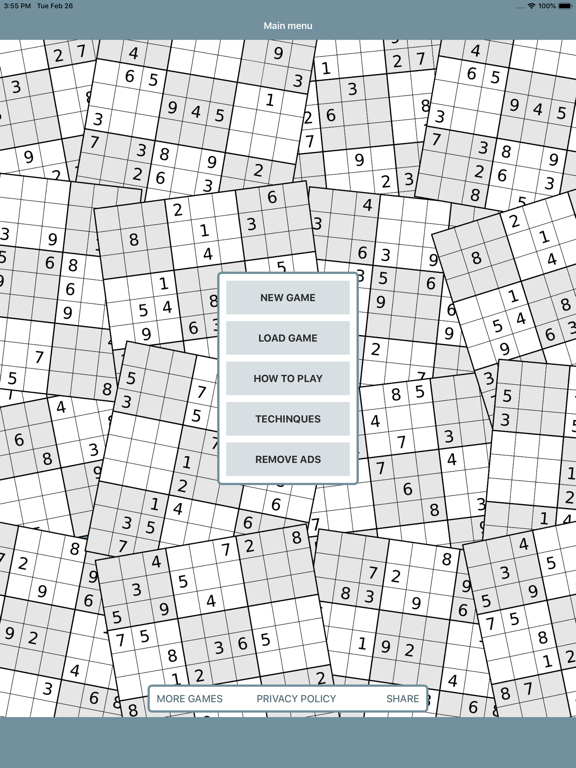 Sudoku classic. iPad screenshot