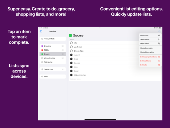 Screenshot #4 pour Snaplists: Simple Lists App