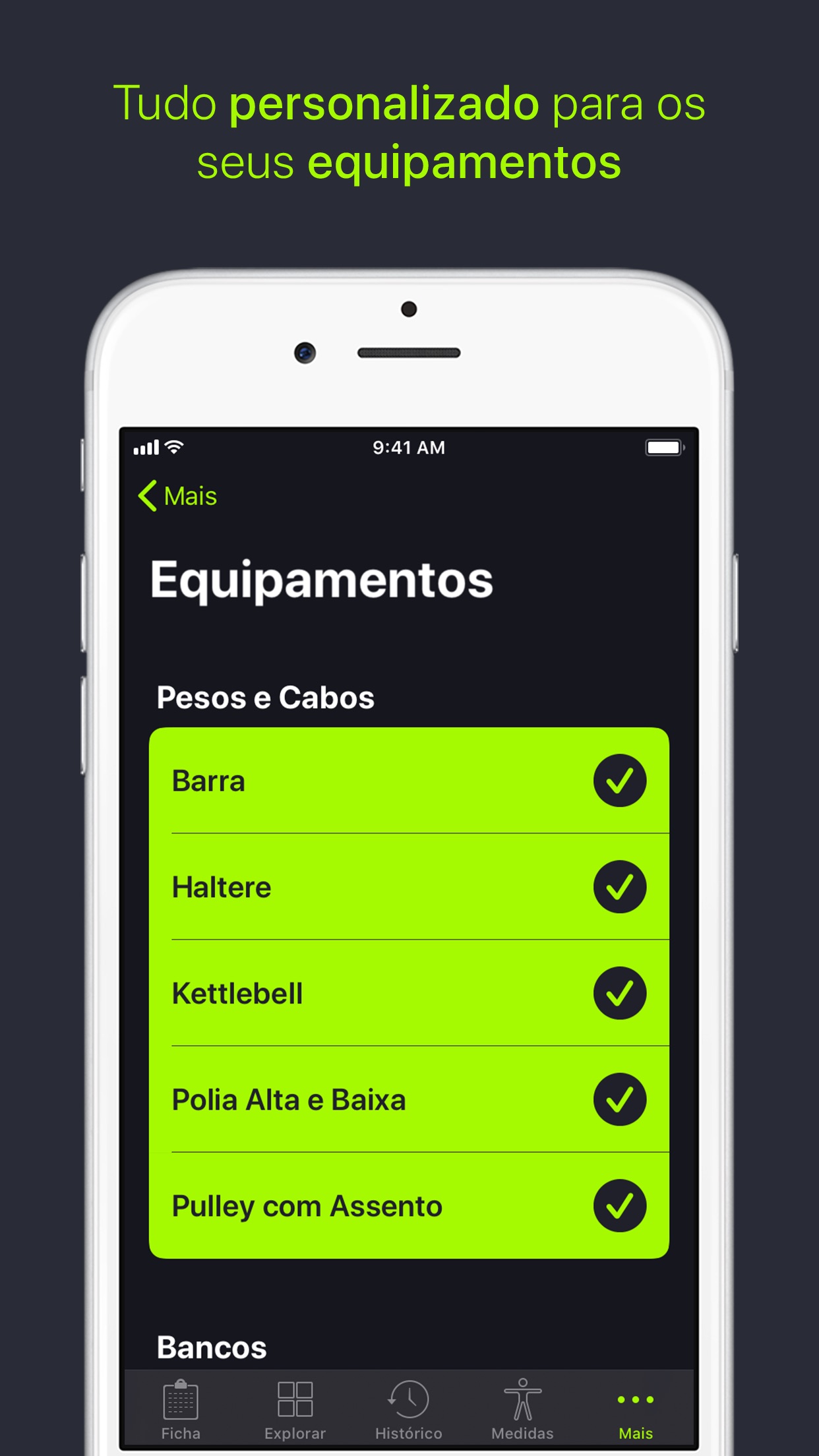 Screenshot do app SmartGym: com Treinos em Casa