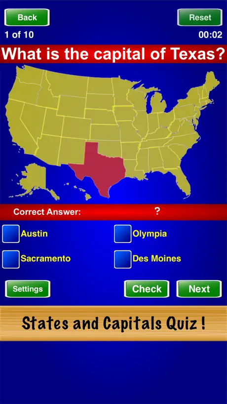 States and Capitals Quiz !