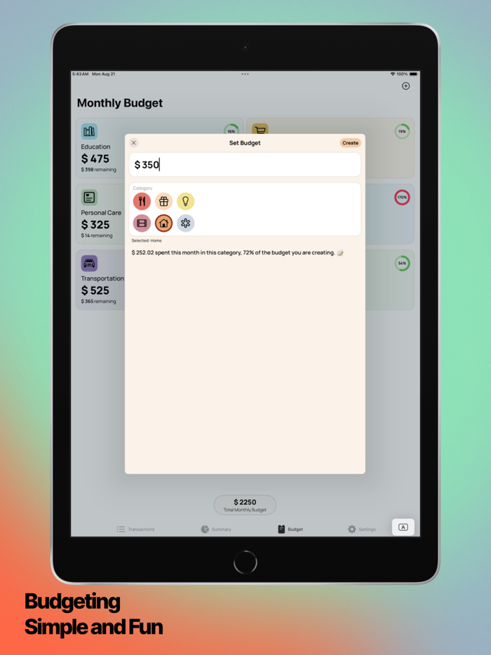 Budgie Expense and Budget