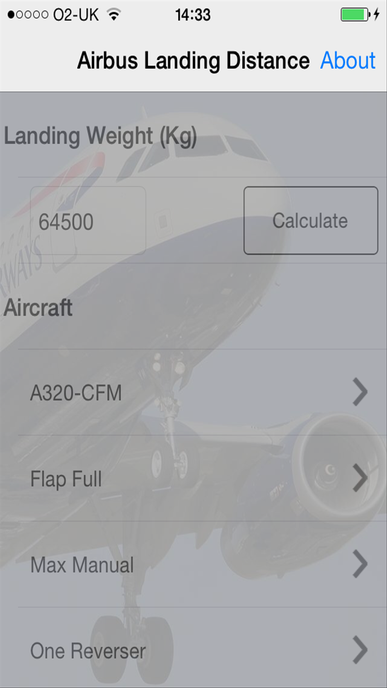 A319/320/321 Landing Dist Calc