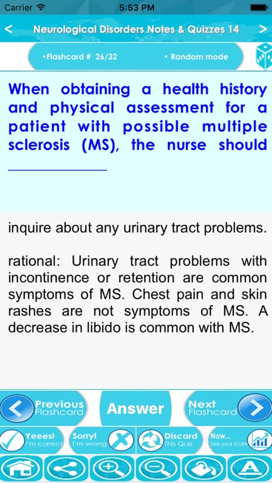 Neurological Disorders Q&A Screenshot