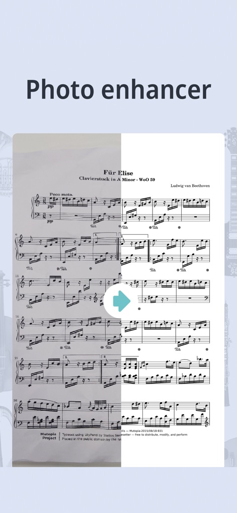 Tuner & Metronome -Soundcorset - This tool includes a photo enhancer that sharpens scanned sheet music, improving readability and practice efficiency.