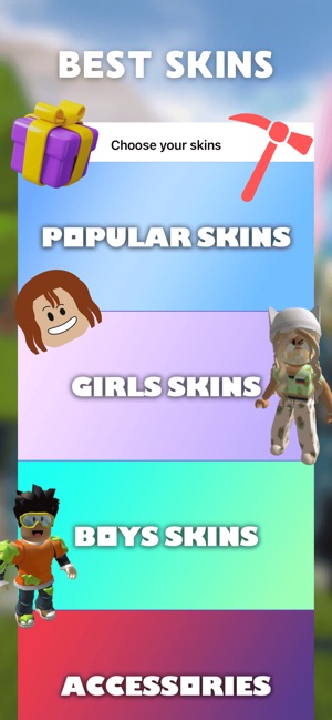 skins para você usar no mapa de id e músicas skins de(meninos)e,(meninas) 