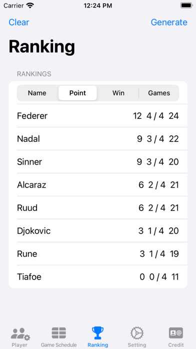 Tennis Game Scheduler Screenshot