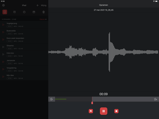Dictafoon Pro - Geluid Opnemen iPad app afbeelding 1