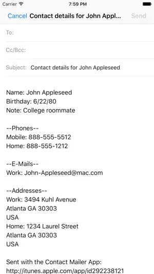 Contact Mailer screenshot 2