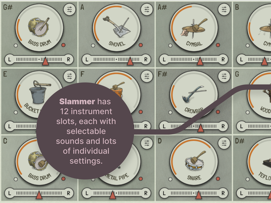 #2. Slammer - Drum Instrument (iOS) De: Klevgränd produkter AB