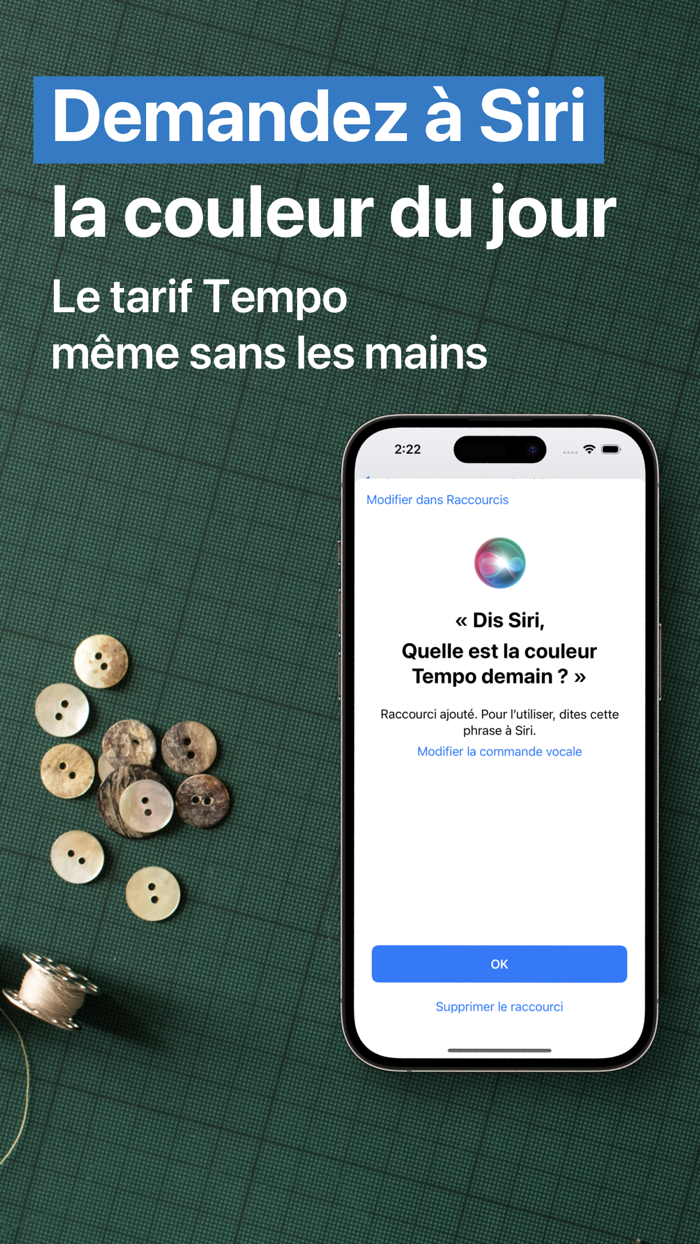 Couleur Tempo edf widget info
