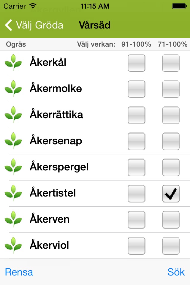 Ogräsdatabasen screenshot 2