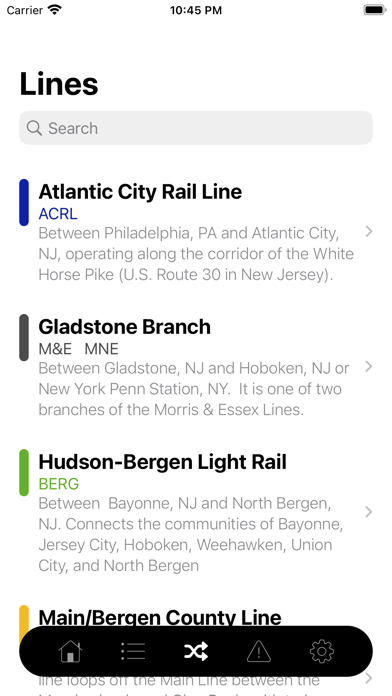New Jersey Rail Departures Screenshot