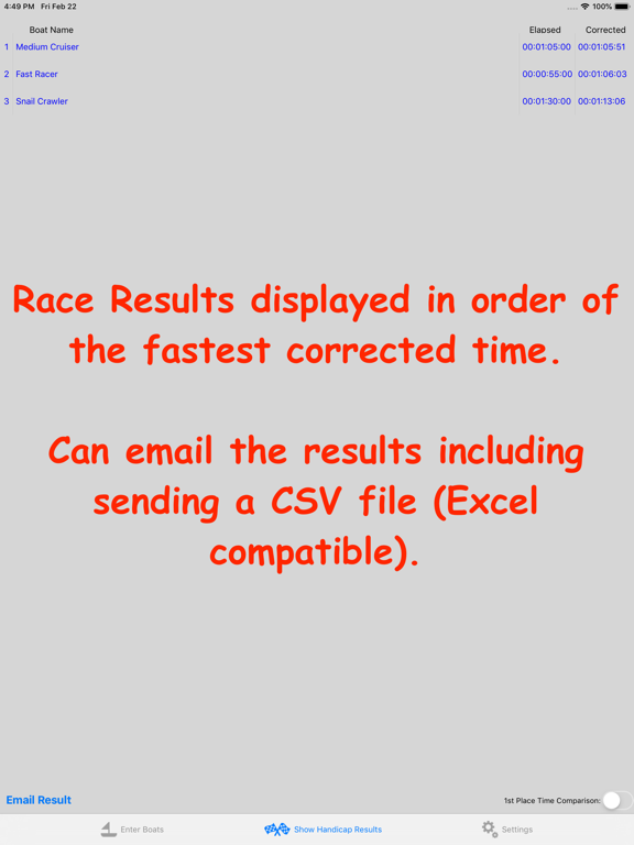 Sailing Handicap Calculator iPad screenshot 4 - Sports app