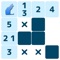The game is a drawing puzzle in which players fill in cells using numbers as clues to complete an illustration