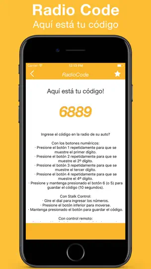 Captura de pantalla de Código Radio Renault en iPhone 3