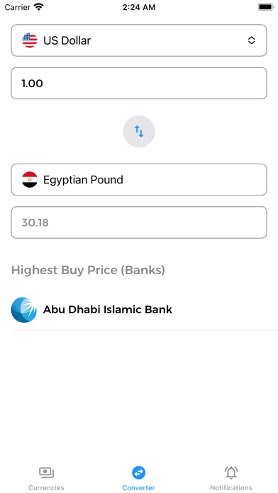 Egypt Exchange Rate Screenshot