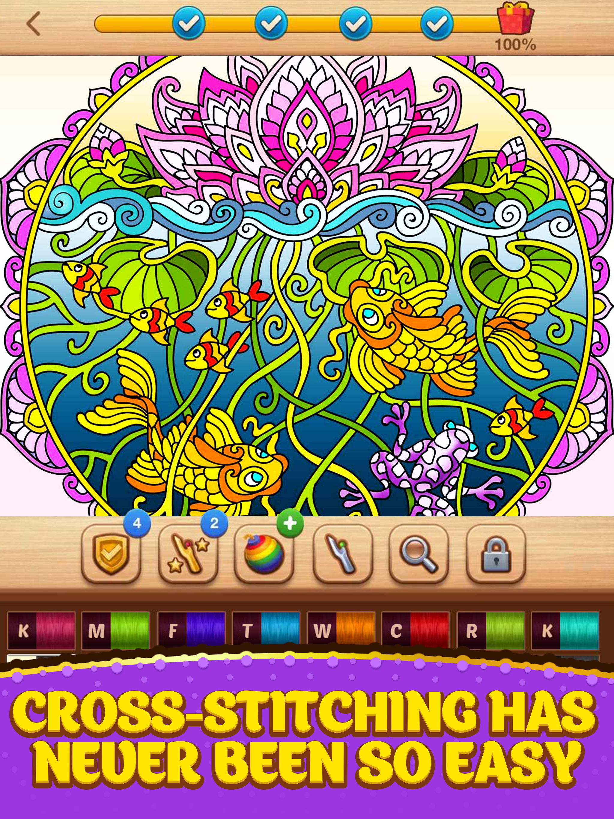 Cross Stitch Coloring Mandala