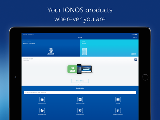 IONOS iPad screenshot 1 - Productivity app