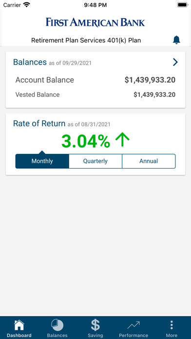 First American Bank 401(k) Screenshot