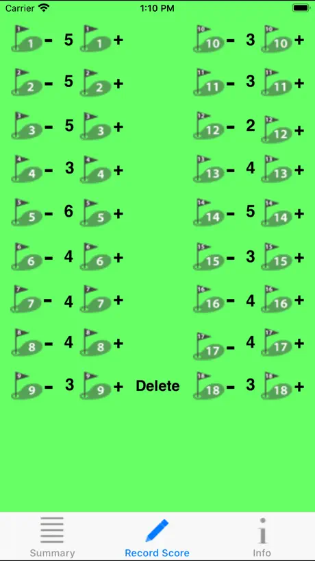 Duffer's Golf Score Card
