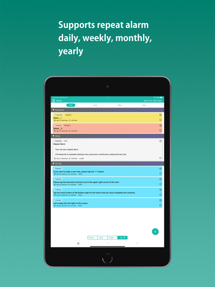 iNoteColor sticky note memo