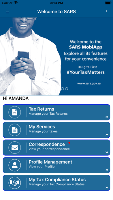 SARS Mobile eFiling Screenshot