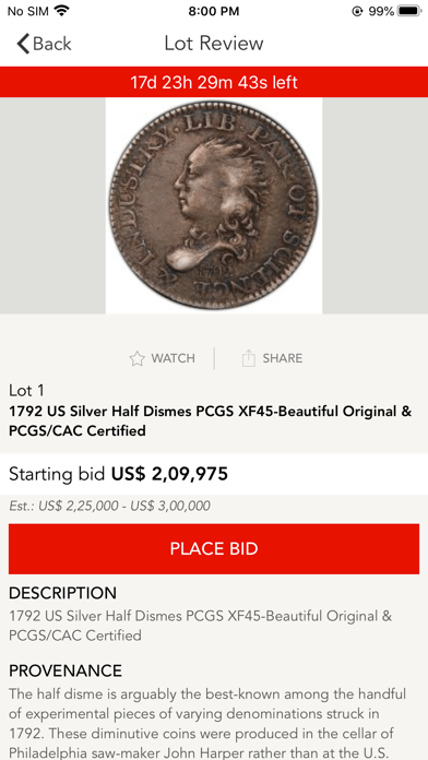 Original US Coins Auctions Screenshot