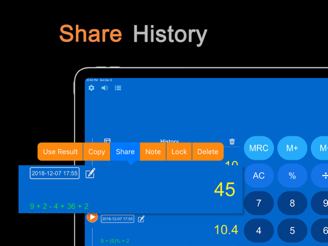 ‎DayCalc Pro - Capture d'écran de la calculatrice de notes