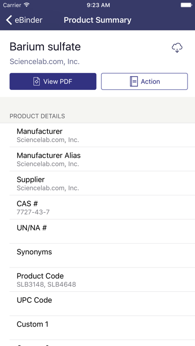 SDS / Chemical Management Screenshot