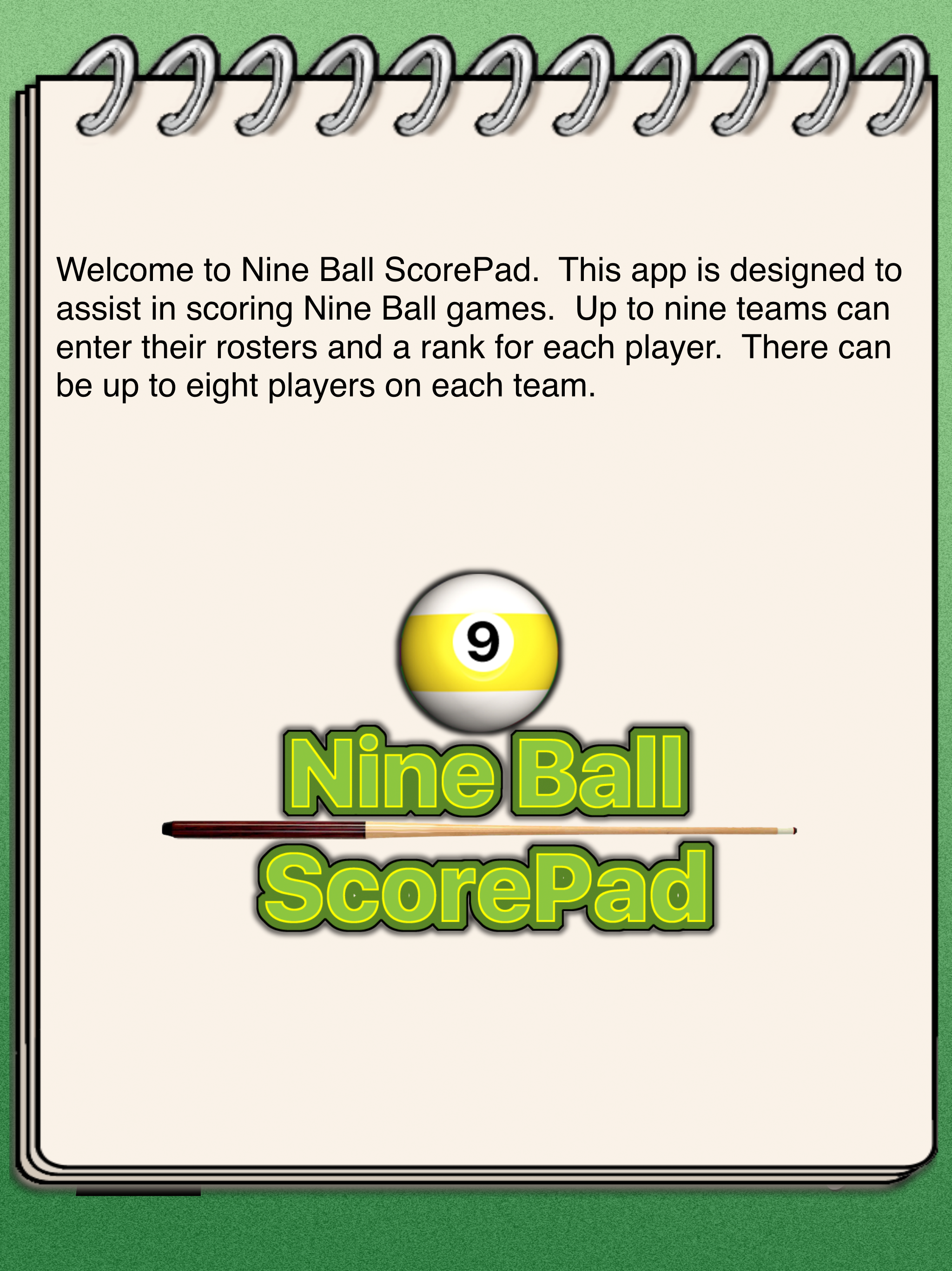 Nine Ball ScorePad