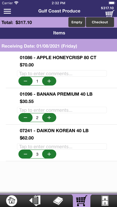 Gulf Coast Produce Checkout Screenshot