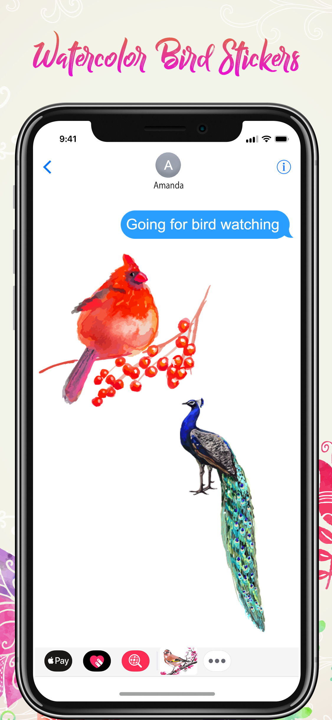 Watercolor Birds Art Stickers screenshot 4