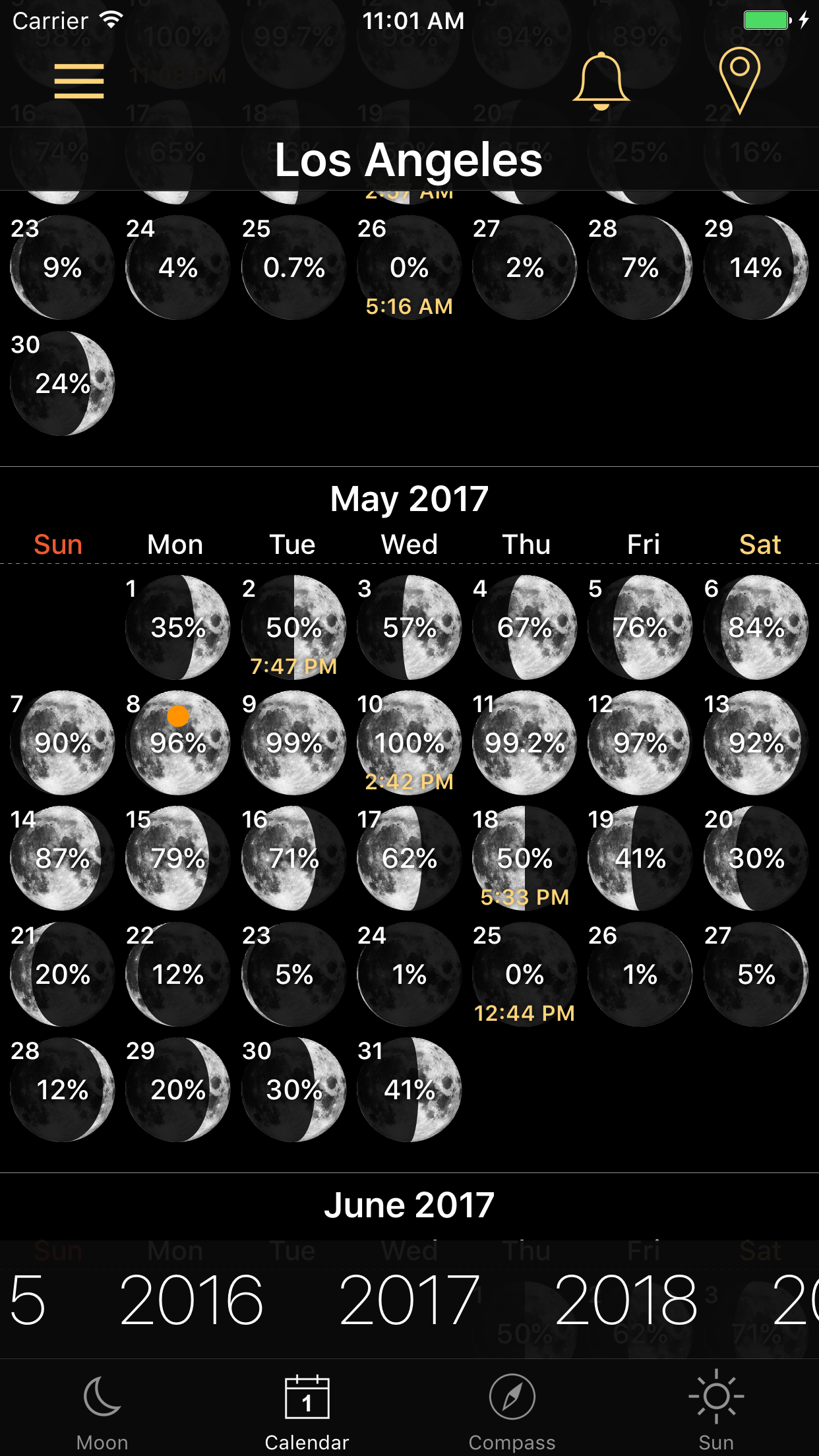 Moon Phases and Lunar Calendar screenshot 2