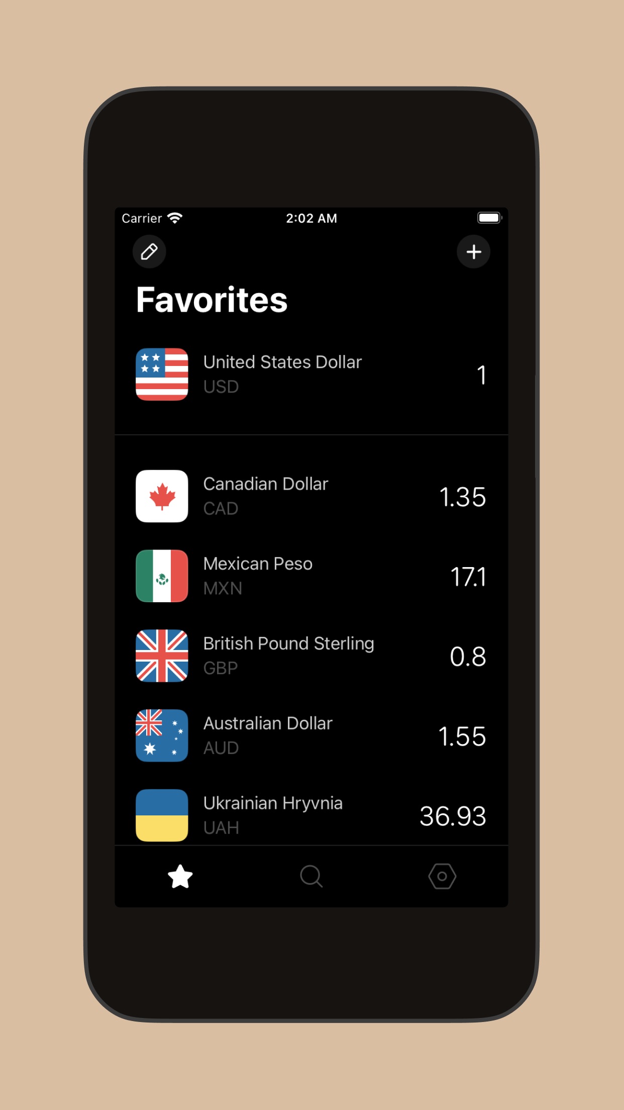 Screenshot do app Currency Converter ‧