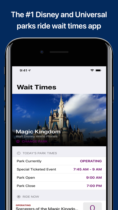 Screenshot #1 pour Wait Times for Disney Parks