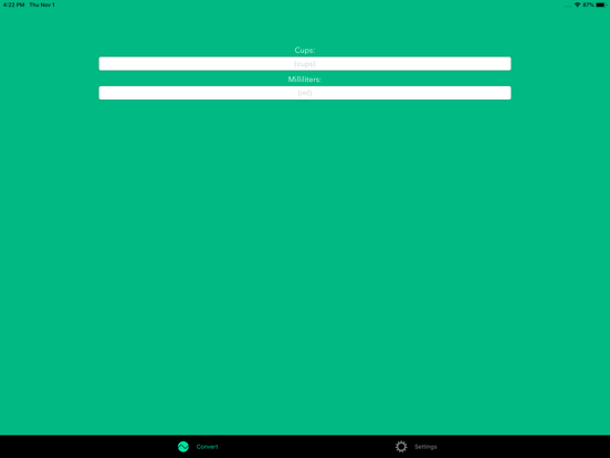 Milliliters To Cups iPad screenshot 1 - Utilities app