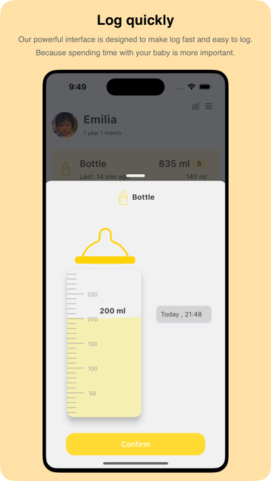 Bonbon Baby Tracker, Baby Log Screenshot