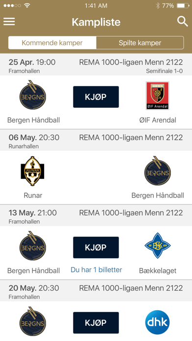 Bergen håndball Screenshot
