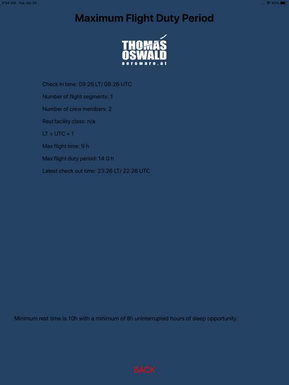 Screenshot #5 pour Flight Duty Calculator (FAA)